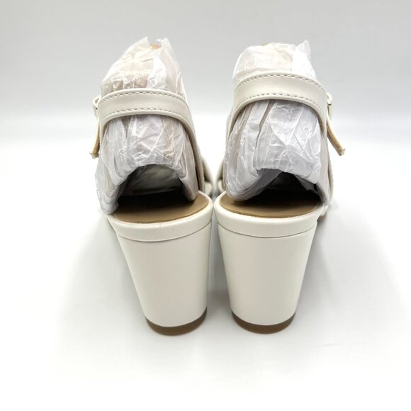 Naturalizer Womens Size 8 Bristol White Leather Block Heel Dress Sandals Shoes - Picture 8 of 14